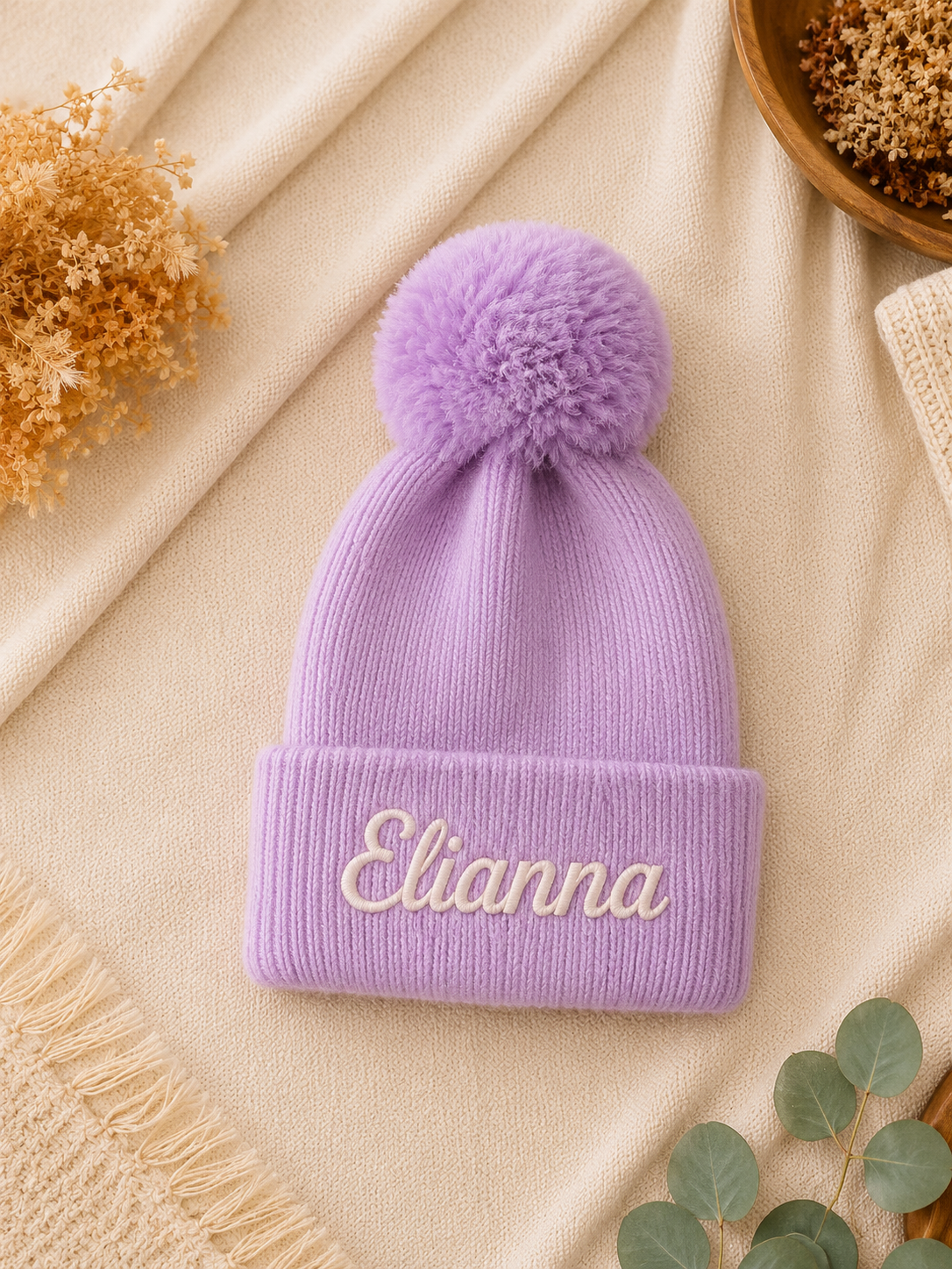 Personalized Pom Pom Baby Beanie