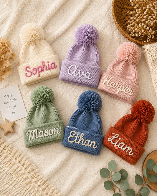 Personalized Pom Pom Baby Beanie