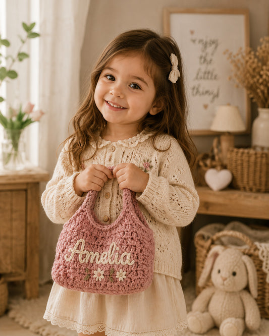 Personalized Handmade Crochet Kids Tote Bag