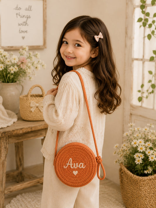 Personalized Handmade Round Crossbody Kids Bag