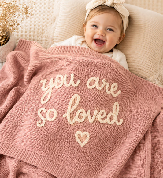 Personalized Handmade Knit Baby Blanket