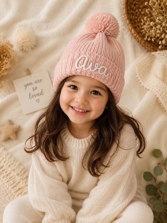 Personalized Pom Pom Baby Beanie