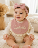 Handmade Floral Baby Bib & Bow Set