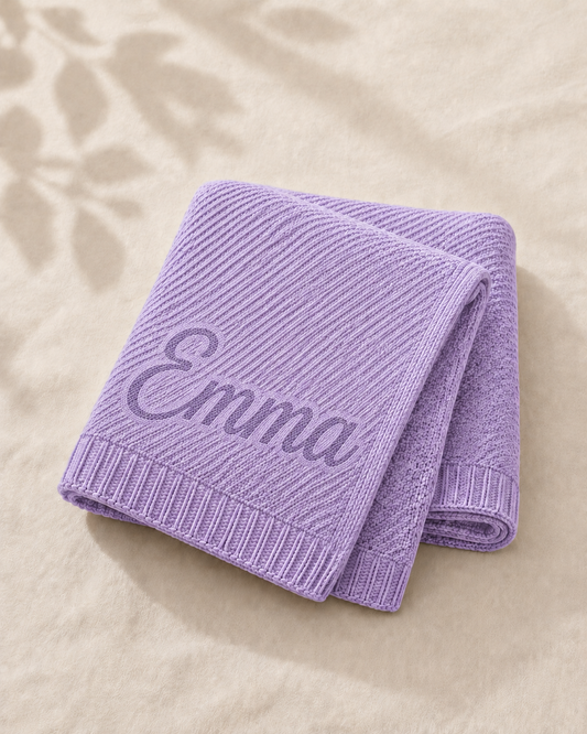 Personalized Handmade Knit Baby Blanket