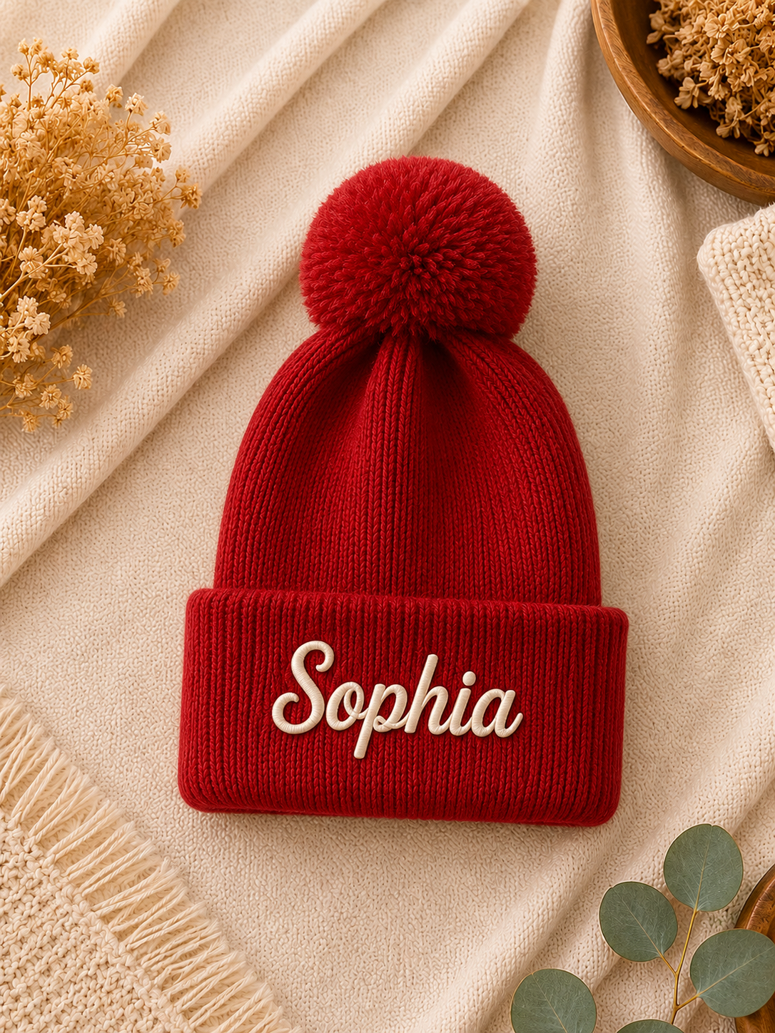 Personalized Pom Pom Baby Beanie