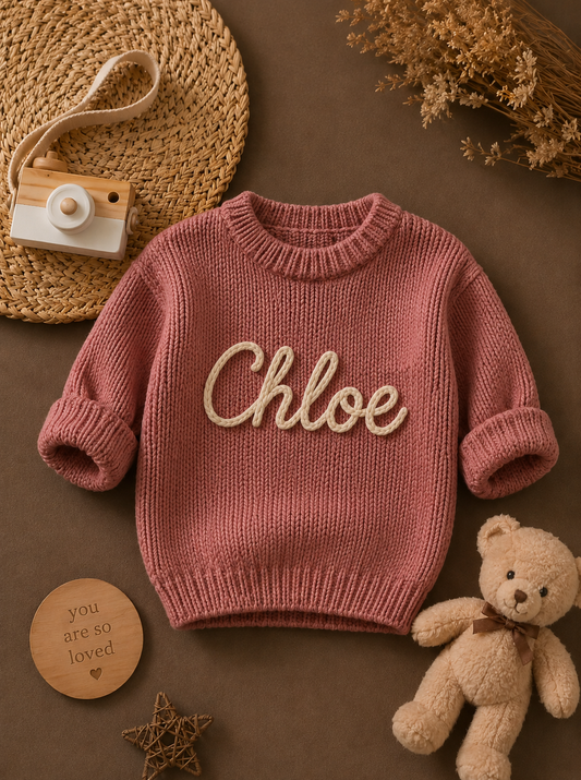 Personalized Handmade Knit Baby Sweater
