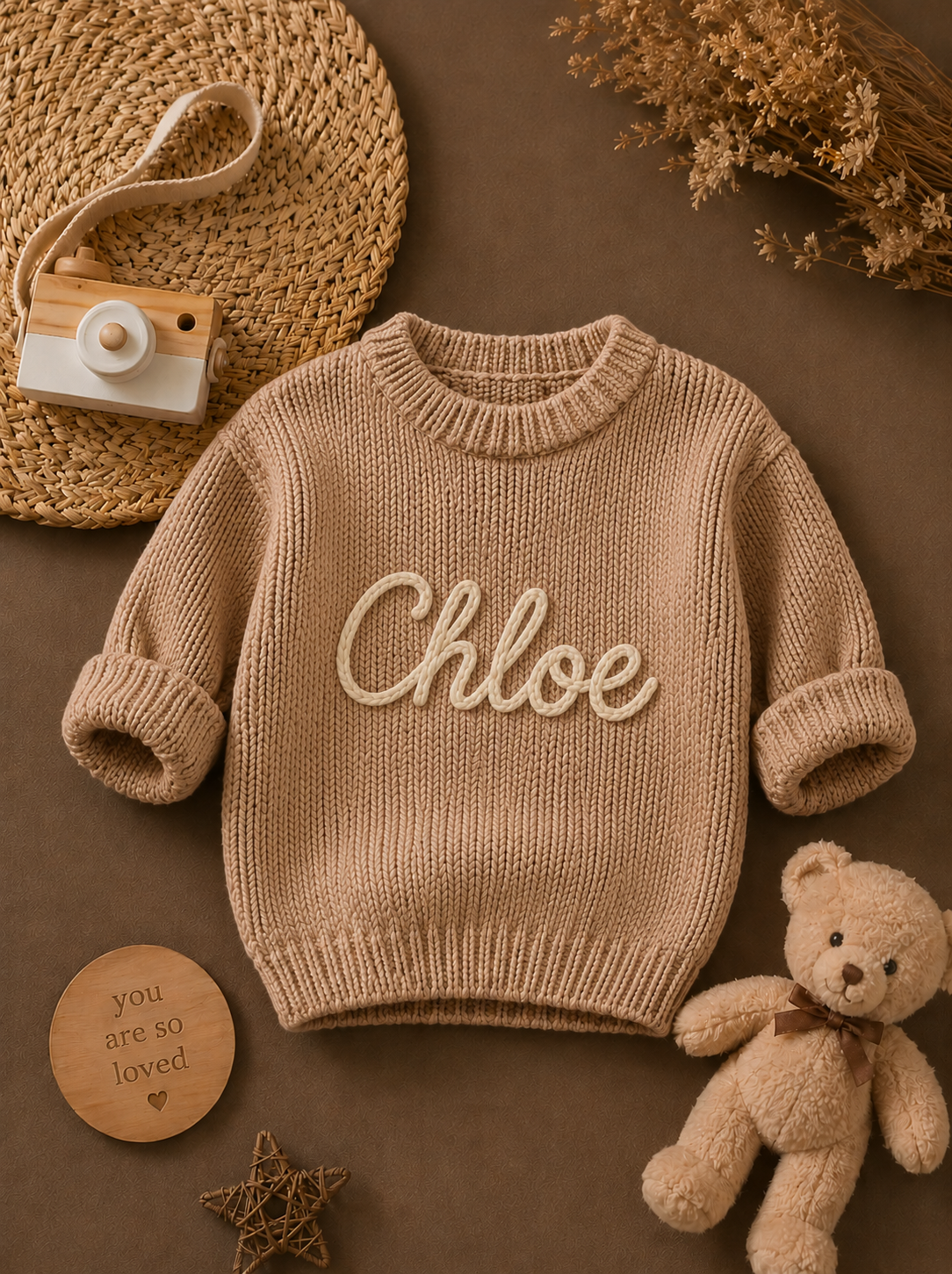 Personalized Handmade Knit Baby Sweater