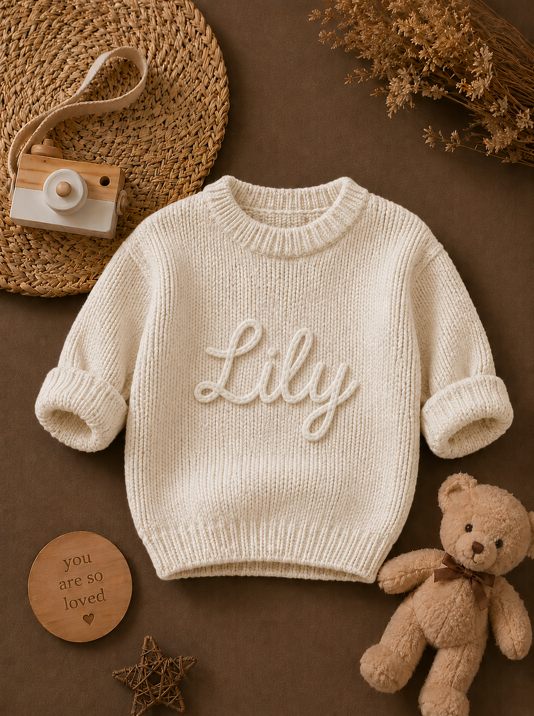 Personalized Handmade Knit Baby Sweater