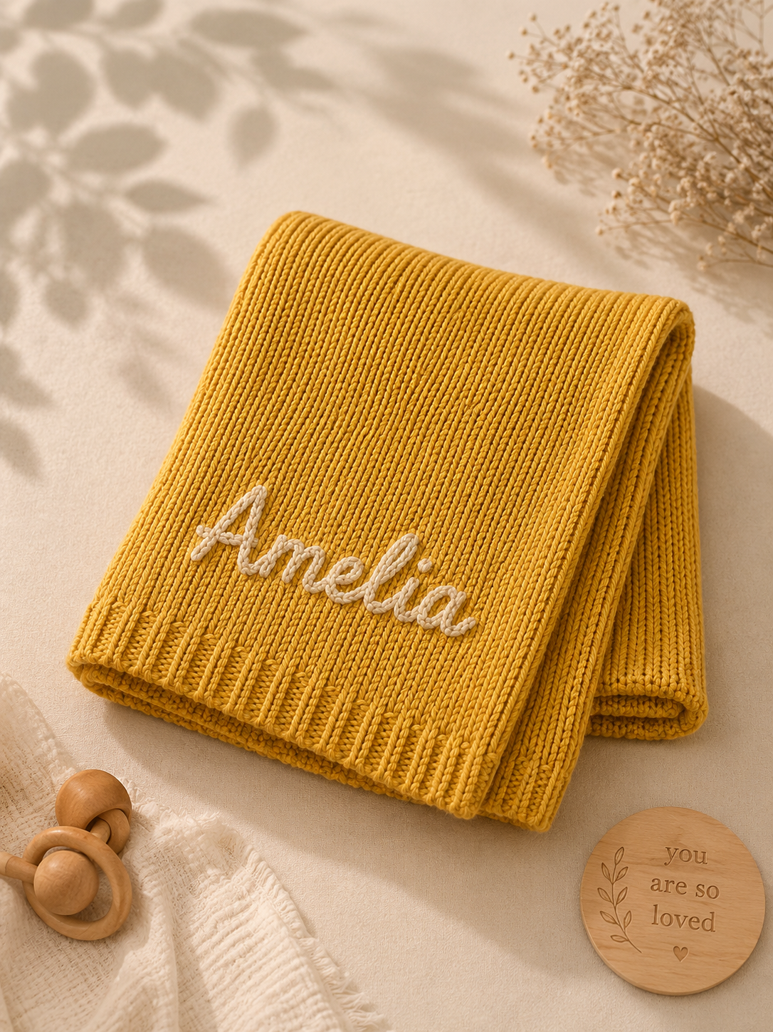 Personalized Handmade Knit Baby Blanket