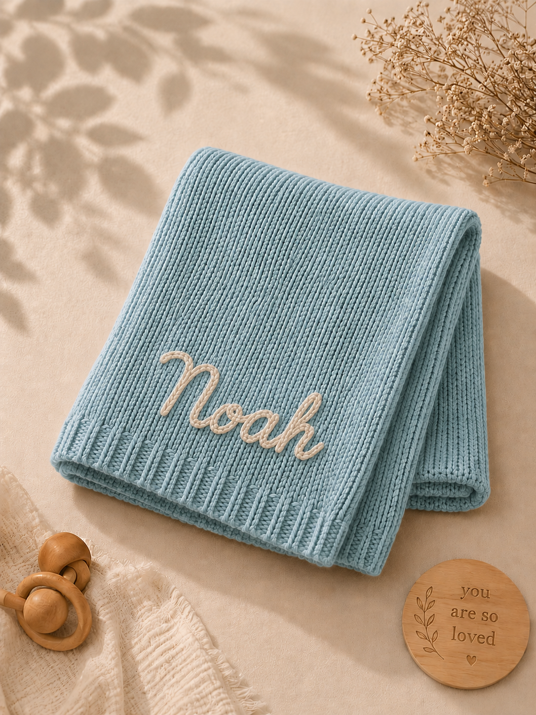 Personalized Handmade Knit Baby Blanket