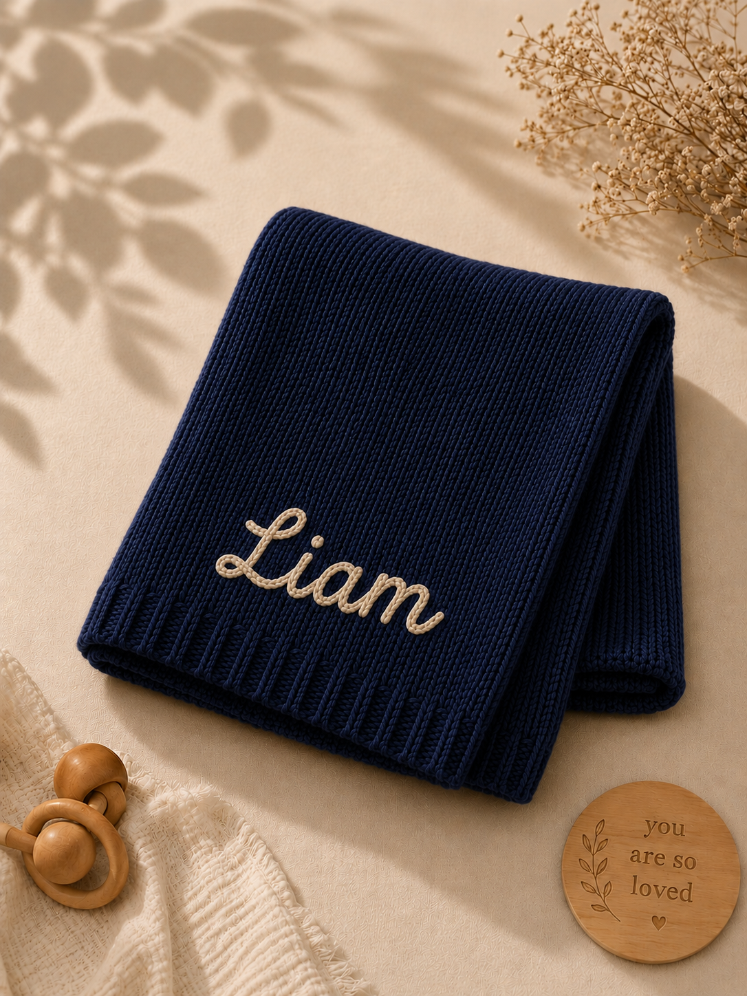 Personalized Handmade Knit Baby Blanket
