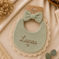 Handmade Floral Baby Bib & Bow Set
