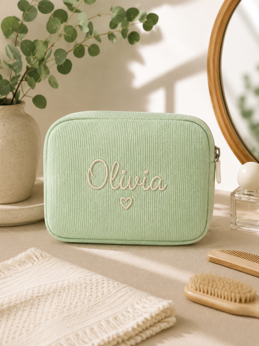 Hand Embroidered Floral Baby Name Bag