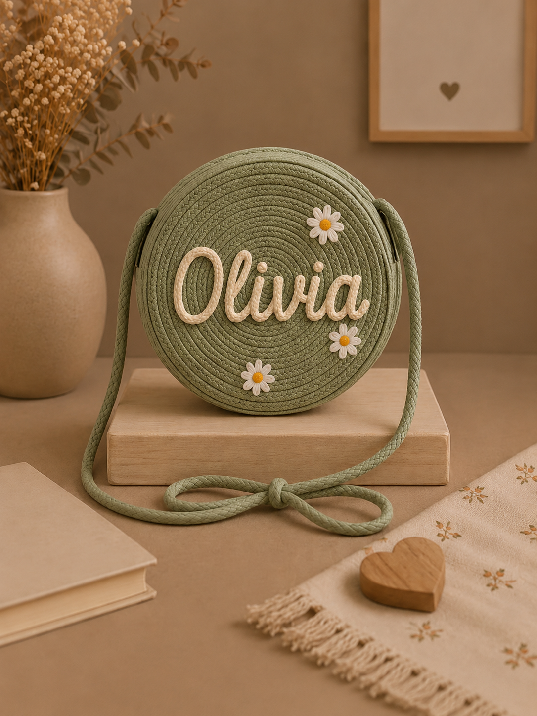 Personalized Handmade Round Crossbody Kids Bag