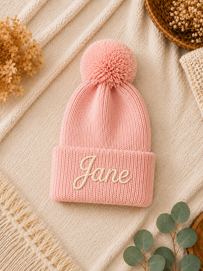 Personalized Pom Pom Baby Beanie