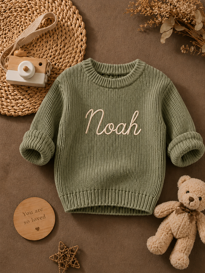 Personalized Handmade Knit Baby Sweater