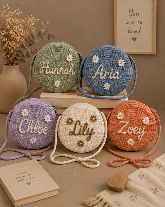 Personalized Handmade Round Crossbody Kids Bag