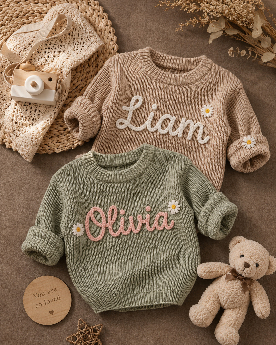 Personalized Handmade Knit Baby Sweater