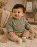 Personalized Handmade Knit Baby Sweater
